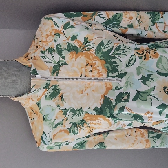 Laura Ashley Tops - Laura Ashley Floral Quarter Zip Yoga Pullover